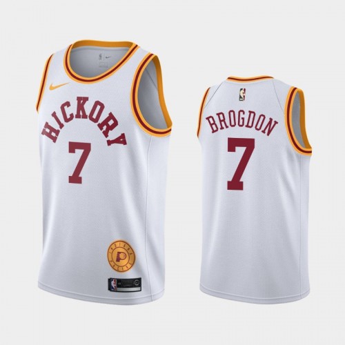 Men's Indiana Pacers #7 Malcolm Brogdon White 2019-20 Hardwood Classics Jersey