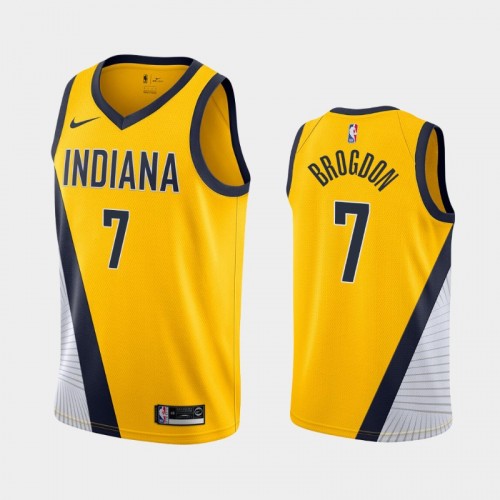 Men's Indiana Pacers #7 Malcolm Brogdon Yellow 2019-20 Statement Jersey