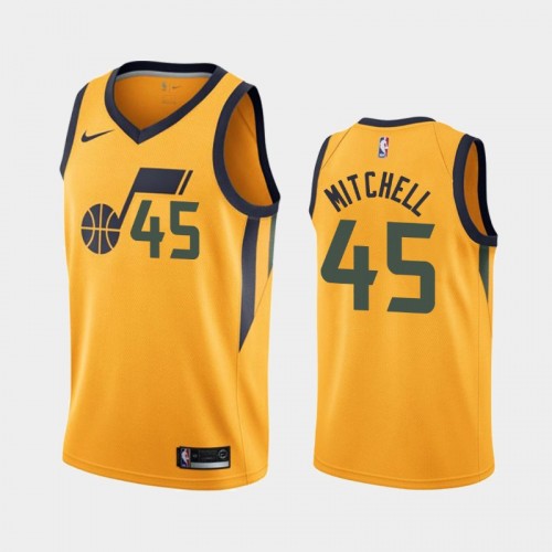 Men's Utah Jazz #45 Donovan Mitchell Yellow 2018-19 Statement Jersey