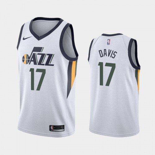 Men's Utah Jazz #17 Ed Davis White 2019 season Association Jersey