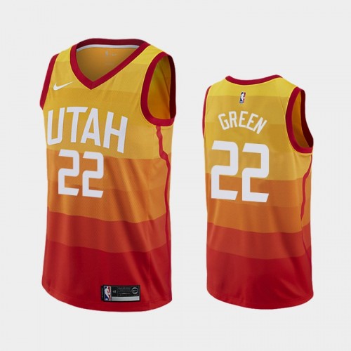 Men's Utah Jazz #22 Jeff Green Orange 2019 season City Jersey