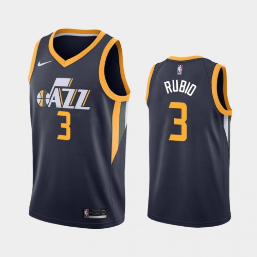 Men's Utah Jazz #3 Ricky Rubio Navy 2018-19 Icon Jersey