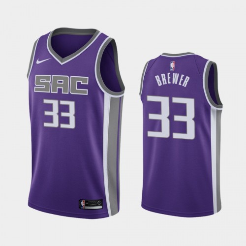 Men's Sacramento Kings #33 Corey Brewer Purple 2019 season Icon Jersey