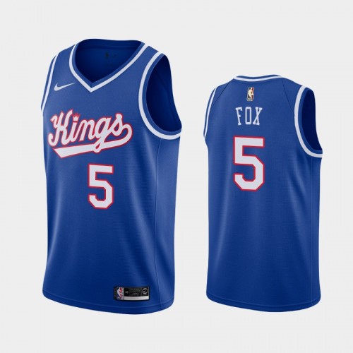 Men's 2019-20 Sacramento Kings #5 De'Aaron Fox Blue 35th Season Classic Jersey