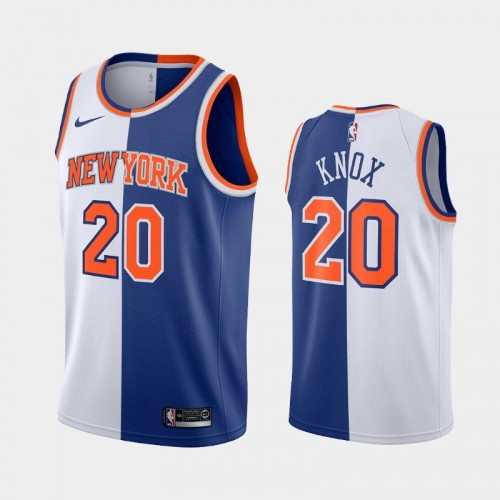 Men's New York Knicks #20 Kevin Knox White Blue Split Edition Two-Tone Jersey