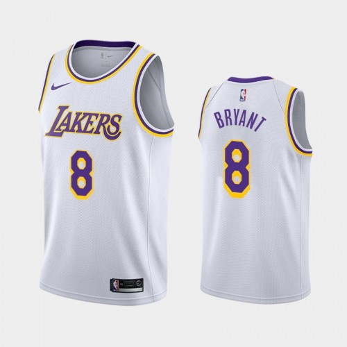 Men's Los Angeles Lakers #8 Kobe Bryant White Association Jersey