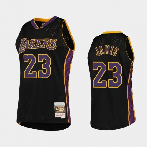 Men's Los Angeles Lakers #23 LeBron James Black Rings Collection Jersey