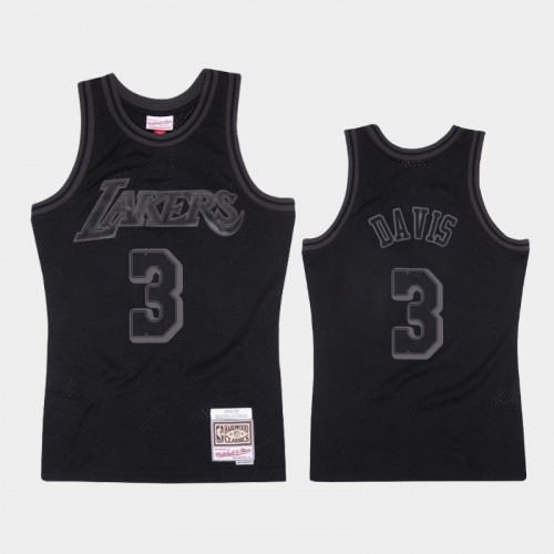 Los Angeles Lakers #3 Anthony Davis Black 1996-97 Throwback Tonal Hardwood Classics Jersey