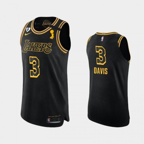 Los Angeles Lakers Anthony Davis #3 Black 2020 NBA Finals Champions Authentic For Kobe and Gianna Jersey
