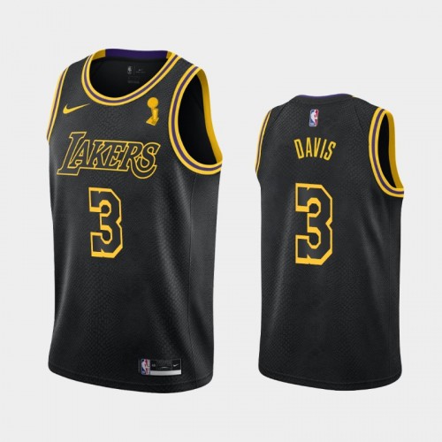 Los Angeles Lakers Anthony Davis #3 Black 2020 NBA Finals Champions Mamba Tribute City Jersey