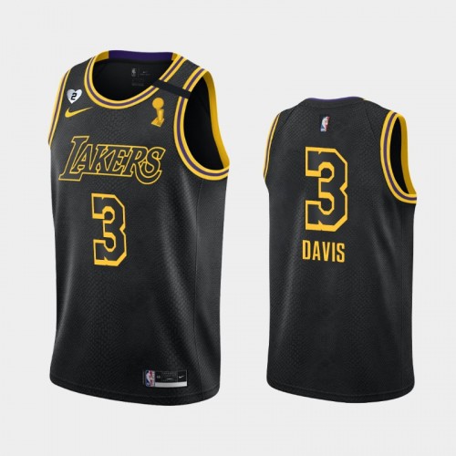 Los Angeles Lakers Anthony Davis #3 Black 2020 NBA Finals Champions Tribute Kobe and Gianna Jersey