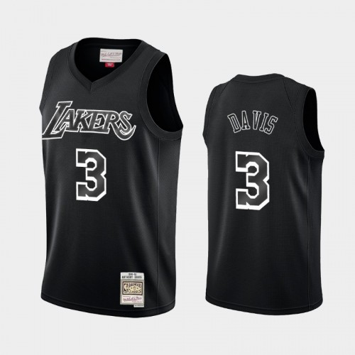 Los Angeles Lakers #3 Anthony Davis Black Hardwood Classics Throwback White Logo Jersey