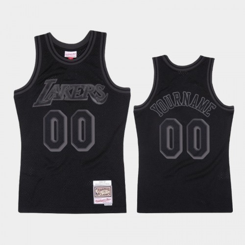 Los Angeles Lakers #00 Custom Black 1996-97 Throwback Tonal Hardwood Classics Jersey