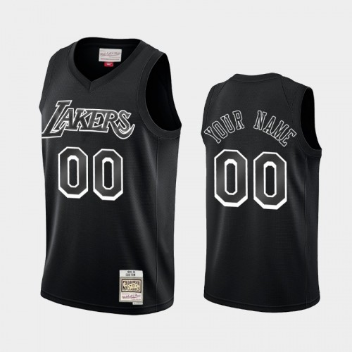 Los Angeles Lakers #00 Custom Black Hardwood Classics Throwback White Logo Jersey