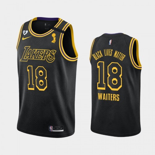 Los Angeles Lakers Dion Waiters #18 Black 2020 NBA Finals Champions Black Lives Matter Tribute Kobe and Gianna Jersey