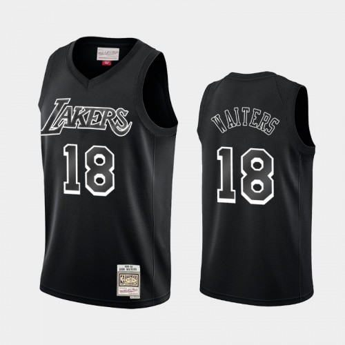 Los Angeles Lakers #18 Dion Waiters Black Hardwood Classics Throwback White Logo Jersey
