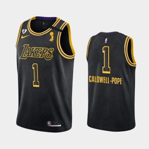 Los Angeles Lakers Kentavious Caldwell-Pope #1 Black 2020 NBA Finals Champions Tribute Kobe and Gianna Jersey