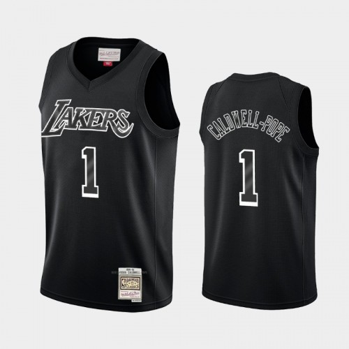 Los Angeles Lakers #1 Kentavious Caldwell-Pope Black Hardwood Classics Throwback White Logo Jersey