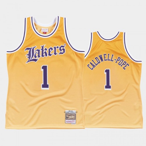 Los Angeles Lakers #1 Kentavious Caldwell-Pope Yellow Old English Faded Jersey