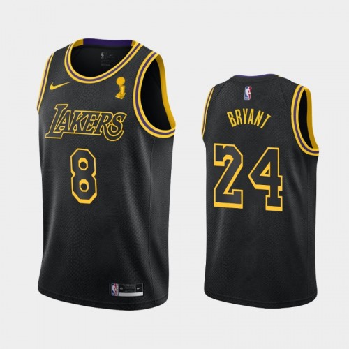 Los Angeles Lakers Kobe #24 Black 2020 NBA Finals Champions Mamba Tribute City Dual Number Jersey