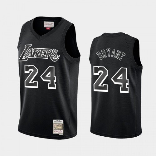 Los Angeles Lakers #24 Kobe Bryant Black Hardwood Classics Throwback White Logo Jersey