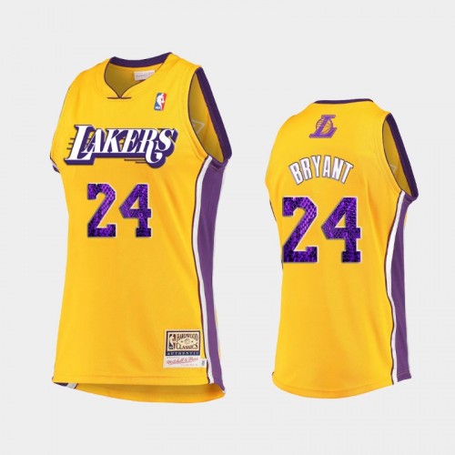 Men's Los Angeles Lakers #24 Kobe Bryant Gold 2021 snakeskin Hardwood Classics Jersey