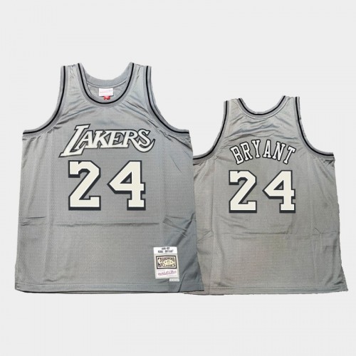 Los Angeles Lakers #24 Kobe Bryant Gray Hardwood Classics Throwback Metal Works Jersey