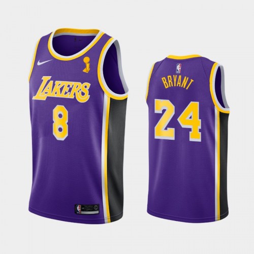 Los Angeles Lakers Kobe Bryant #24 Purple 2020 NBA Finals Champions Statement Dual Number Jersey
