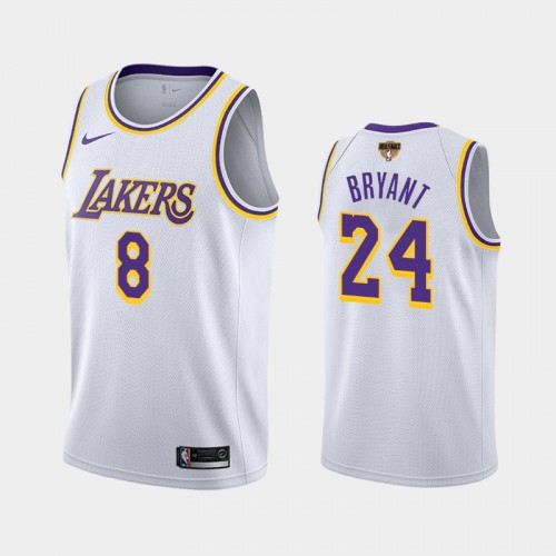 Los Angeles Lakers Kobe Bryant #8 White 2020 NBA Finals Bound Association Dual Number Jersey