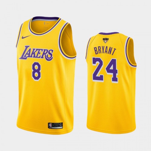 Los Angeles Lakers Kobe Bryant #8 Yellow 2020 NBA Finals Bound Icon Dual Number Jersey