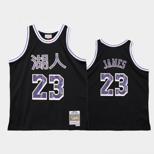 Los Angeles Lakers #23 LeBron James Black 1996-97 Lunar New Year OX Jersey