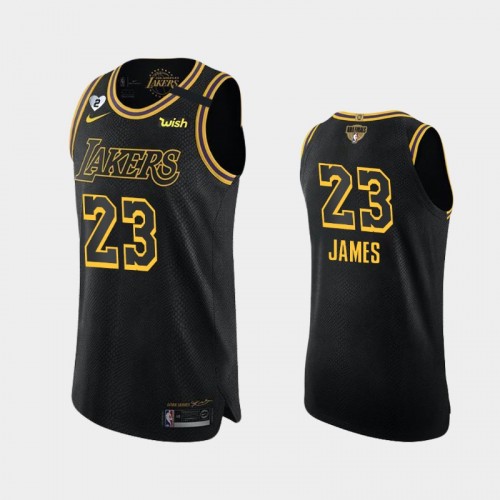 Los Angeles Lakers LeBron James #23 Black 2020 NBA Finals Bound Kobe and Gianna Tribute Authentic Jersey
