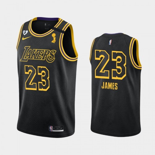 Los Angeles Lakers LeBron James #23 Black 2020 NBA Finals Champions Tribute Kobe and Gianna Jersey