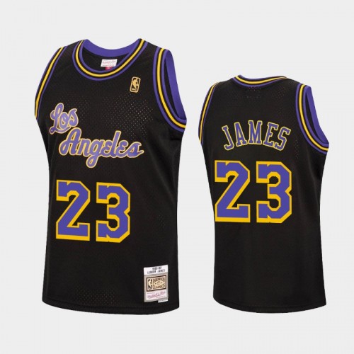 Los Angeles Lakers #23 LeBron James Black Reload Hardwood Classics Jersey