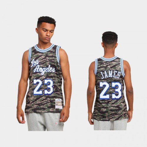 Los Angeles Lakers #23 LeBron James Green Tiger Camo Limited Jersey