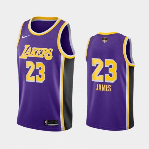 Los Angeles Lakers LeBron James #23 Purple 2020 NBA Finals Bound Social Justice Statement Jersey