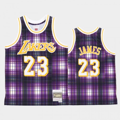 Men's Los Angeles Lakers #23 LeBron James Purple Private School jersey