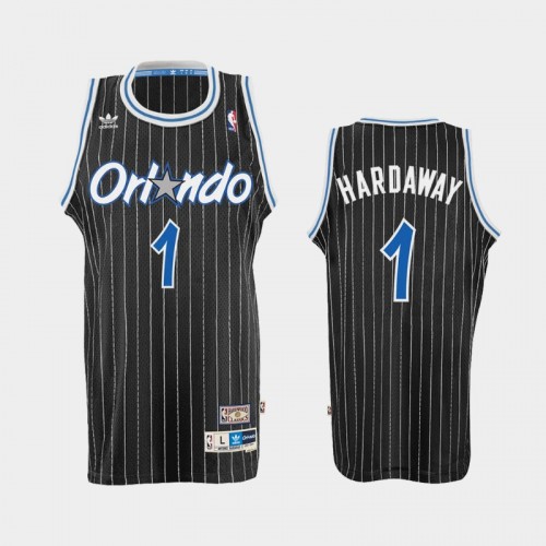 Men's Orlando Magic #1 Penny Hardaway Black Hardwood Classics Jersey