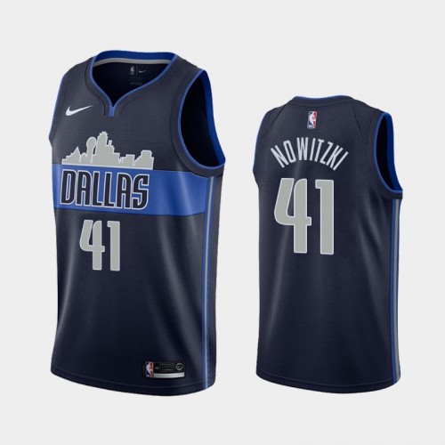 Men's Dallas Mavericks #41 Dirk Nowitzki Navy 2019 season Statement Jersey