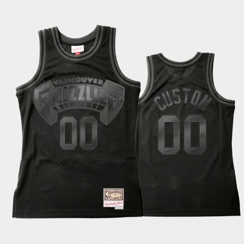 Memphis Grizzlies #00 Custom Black Throwback Tonal Hardwood Classics Jersey