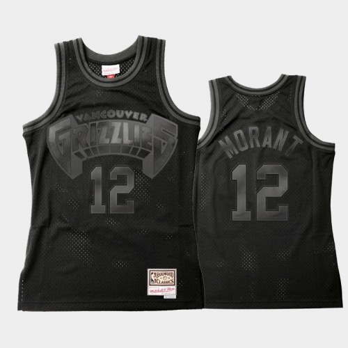 Memphis Grizzlies #12 Ja Morant Black Throwback Tonal Hardwood Classics Jersey