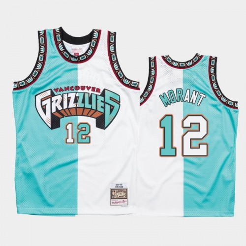 Men's Memphis Grizzlies #12 Ja Morant White Teal Split Two-Tone Jersey