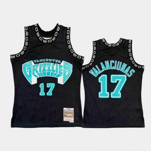 Men's Memphis Grizzlies #17 Jonas Valanciunas Black Hardwood Classics Jersey