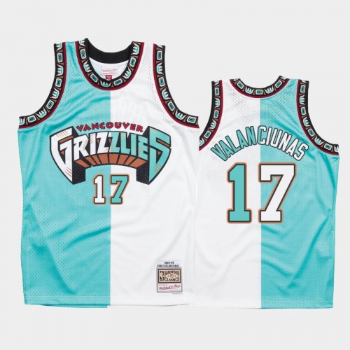 Men's Memphis Grizzlies #17 Jonas Valanciunas White Teal Split Two-Tone Jersey