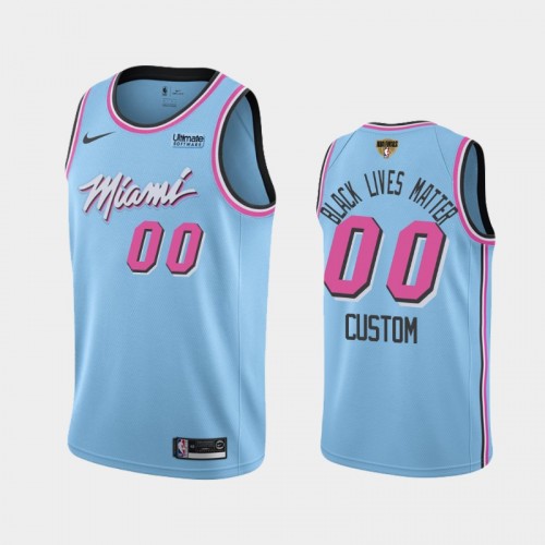 Miami Heat Custom #00 Blue 2020 NBA Finals Bound Black Lives Matter Vice Night City Jersey