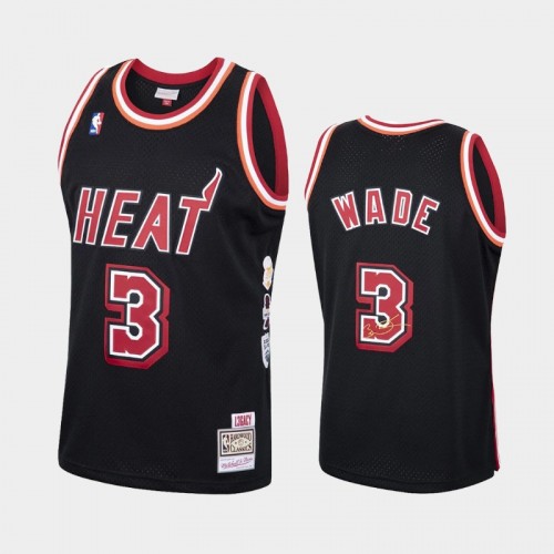 Men's Miami Heat #3 Dwyane Wade Black Hardwood Classics L3GACY Jersey