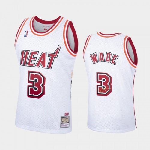 Men's Miami Heat #3 Dwyane Wade White Hardwood Classics L3GACY Jersey