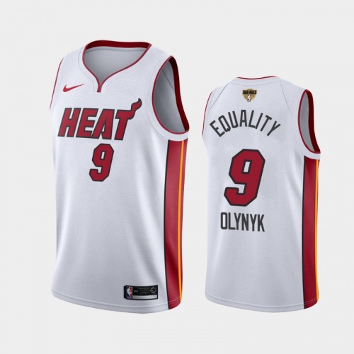 Miami Heat Kelly Olynyk #9 White 2020 NBA Finals Bound Equality Association Jersey