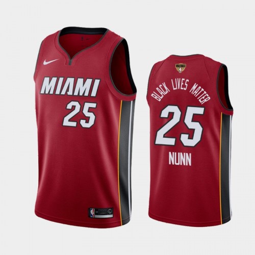 Miami Heat Kendrick Nunn #25 Red 2020 NBA Finals Bound Black Lives Matter Statement Jersey
