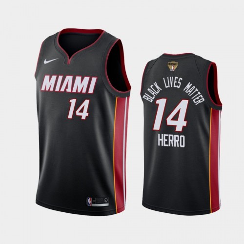 Miami Heat Tyler Herro #14 Black 2020 NBA Finals Bound Black Lives Matter Icon Jersey